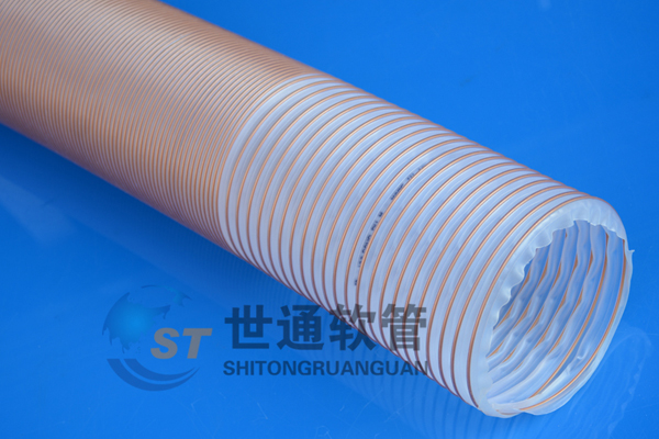 PU钢丝伸缩软管，PU镀铜钢丝软管,PU伸缩吸尘通风软管